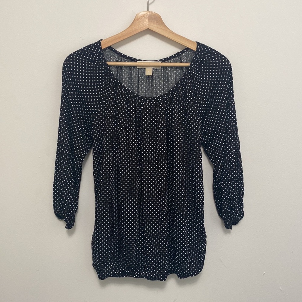 Michael Kors Black + White Polka Dot Top